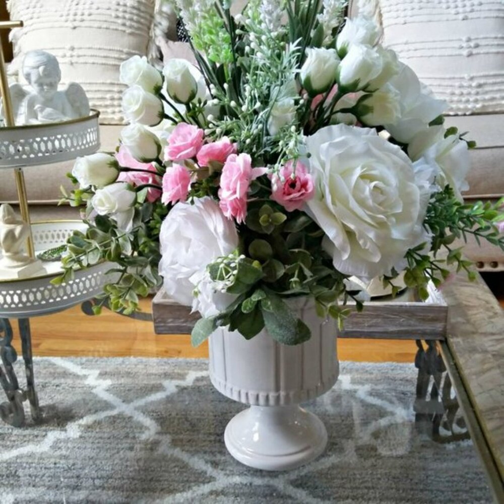 NEW! EXQUISITE Shabby ROSES CHIC Centerpiece FLORAL - Picture 6 of 6